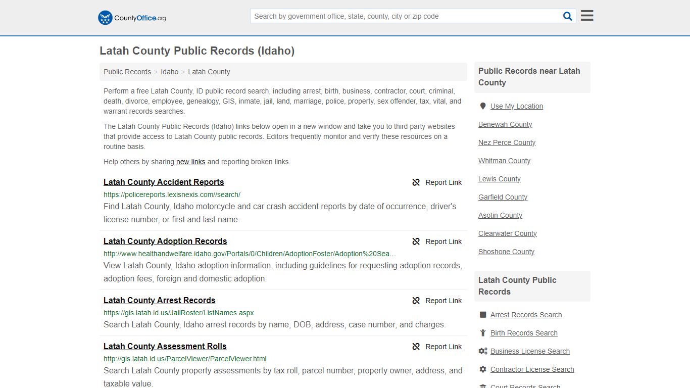 Public Records - Latah County, ID (Business, Criminal, GIS, Property ...